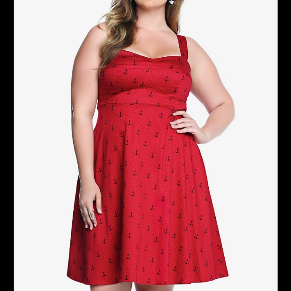 Torrid 14 Anchor polka dot swing dress